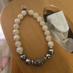 Tjazelle Limited Edition Elegant Beaded Bracelet with Silver/Black Accents